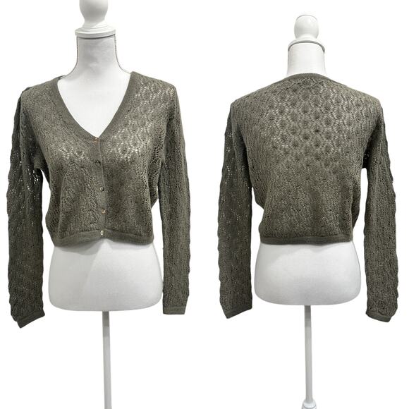 Yanawara Tan Wara Baby Alpaca Open Knit Ethical Coastal Boho Cardigan Size Large - Picture 2 of 12